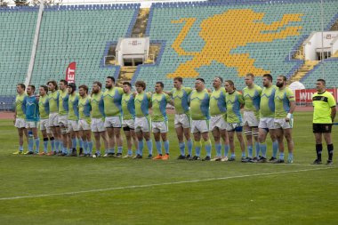 Sofya, Bulgaristan 29 Nisan 2023: Bulgar Rugby takımı, Vasil Levski Ulusal Stadyumu 'nda Slovenya' ya karşı düzenlenen 