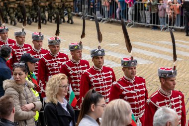 Sofya, Bulgaristan - 6 Mayıs 2023 'te Sofya, Bulgaristan' da düzenlenen tören, 6 Mayıs 'ı kutlayan Aziz George Günü ve Bulgar Ordusu Günü. 6 Mayıs 2023 Sofya, Bulgaristan