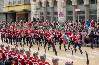 Sofya, Bulgaristan - 6 Mayıs 2023 'te Sofya, Bulgaristan' da düzenlenen tören, 6 Mayıs 'ı kutlayan Aziz George Günü ve Bulgar Ordusu Günü. 6 Mayıs 2023 Sofya, Bulgaristan