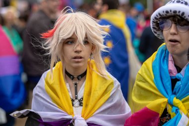 Sofya, Bulgaristan - 17 Haziran 2023: LGBT hakları lezbiyeni, eşcinsel, transeksüel ve biseksüel destekleme amaçlı Sofya Onur etkinliği 16 'ncı kez Sofya' da düzenleniyor.