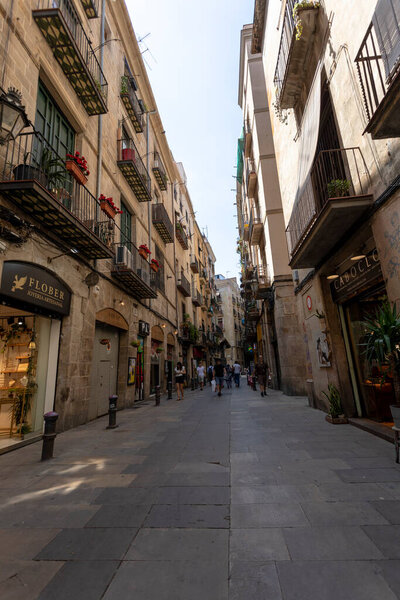 Barcelona, Spain - June 22, 2023: Walking with a camera on the beautiful streets of Barcelona.