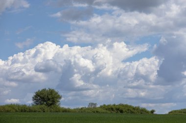 Beyaz bulutlar mavi gökyüzü. Mavi gökyüzünde beyaz bulutlar görülür