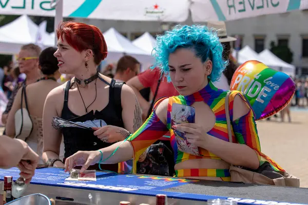 stock image Sofia, Bulgaria - June 22, 2024: The Sofia Pride event in support of LGBT rights lesbian, gay, transgender and bisexual is being held in Sofia for the 17th time.