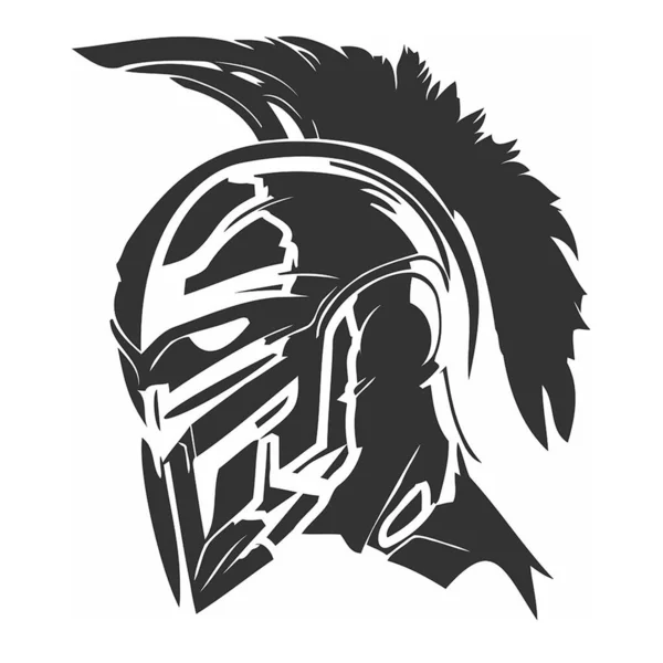 Векторная Иллюстрация Изображает Стилизованного Спартанского Воина Полной Боевой Броне Держащего — стоковый вектор