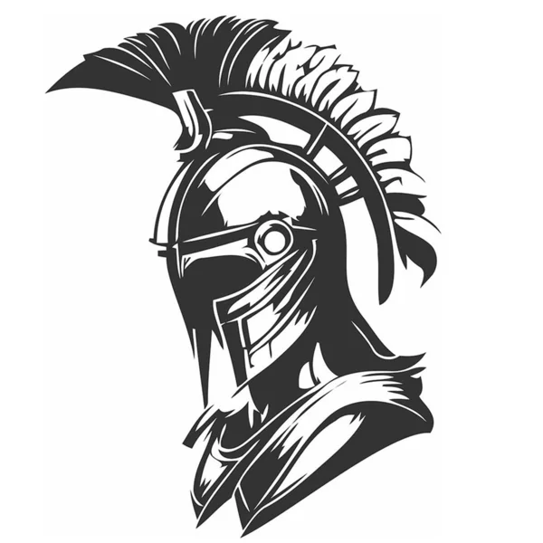Цій Векторній Ілюстрації Зображений Стилізований Спартанський Воїн Повній Бойовій Броні — стоковий вектор