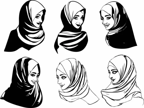 Этой Прекрасно Сделанной Векторной Иллюстрации Изображена Мусульманка Носящая Хиджаб Отражающая — стоковый вектор