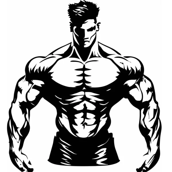 Denna Slående Muskulös Kropp Vektor Illustration Visar Symbol För Fysisk — Stock vektor