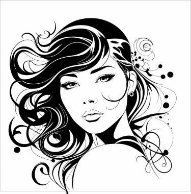 Bu zarif vektör çizimi zarafetin ve stilin özünü güzel bir kızın yüzüne yansıtıyor. Detaylara titizlikle dikkat eden bu sanat eseri modern genç bir kadının inceliğini ve inceliğini sergiliyor..