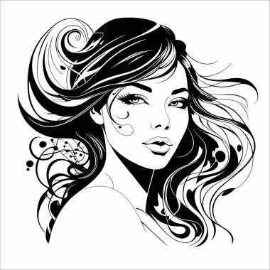 Bu zarif vektör çizimi zarafetin ve stilin özünü güzel bir kızın yüzüne yansıtıyor. Detaylara titizlikle dikkat eden bu sanat eseri modern genç bir kadının inceliğini ve inceliğini sergiliyor..