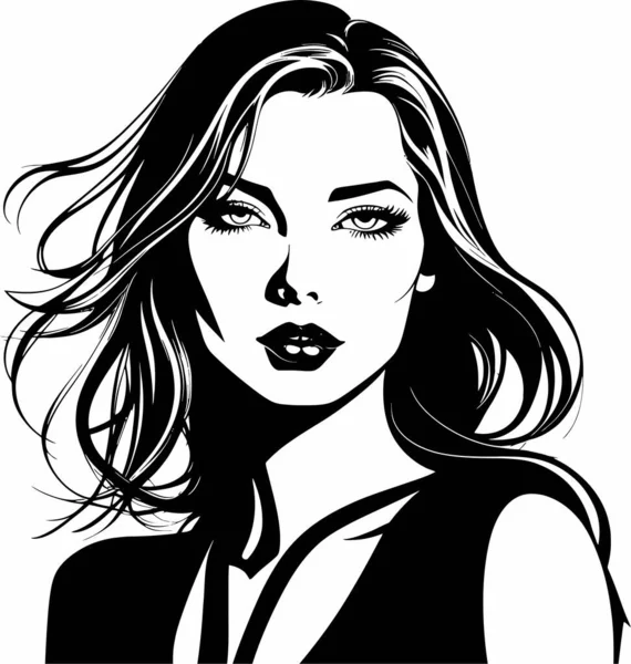 Elegant Stylish Girl Profile Vector Illustration — Stock Vector