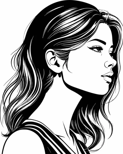 Elegant Stylish Girl Profile Vector Illustration — Stock Vector