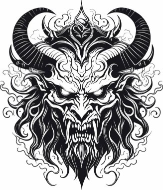 Abstract Demon Face Vector Illustration: An Enigmatic Symbol of Otherworldly Power clipart