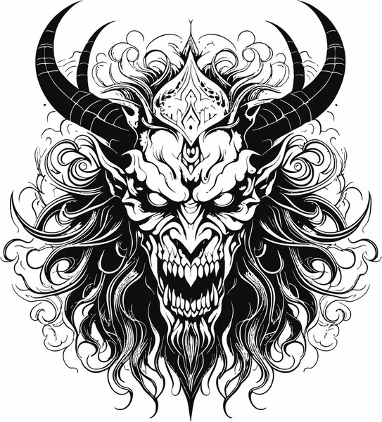 Abstract Demon Face Vector Illustration Símbolo Enigmático Poder Sobrenatural — Vetor de Stock