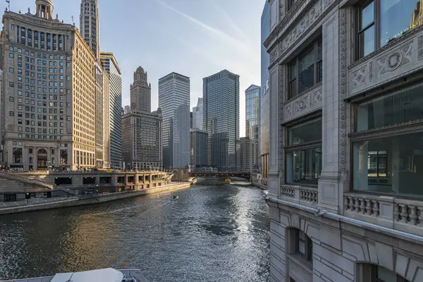 stock image Chicago, IL, USA - March 2019: Architectural Majesty Along the Chicago River