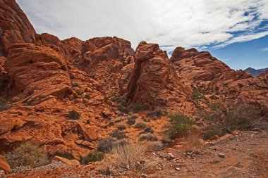 Fire State Park Vadisi 'nde ilginç kaya oluşumları. Nevada ABD