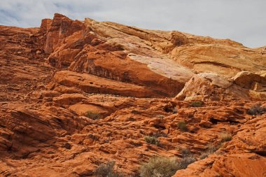 Fire State Park Vadisi 'nde ilginç kaya oluşumları. Nevada ABD