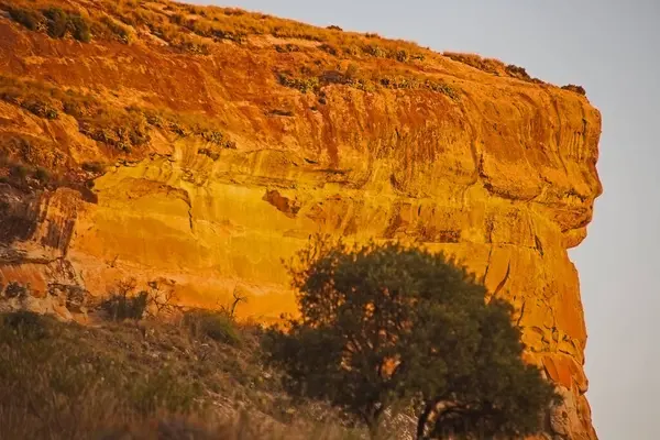 stock image Golden Clarens sandstone cliffs near Fouriesburg in the Eastern Free State Province. South Africa