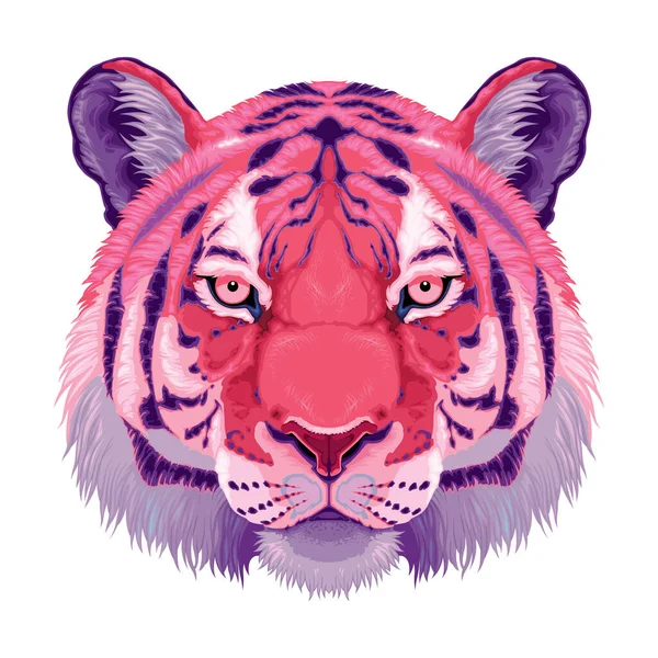 Testa Tigre Rossa Animale Isolato Vettoriale — Vettoriale Stock