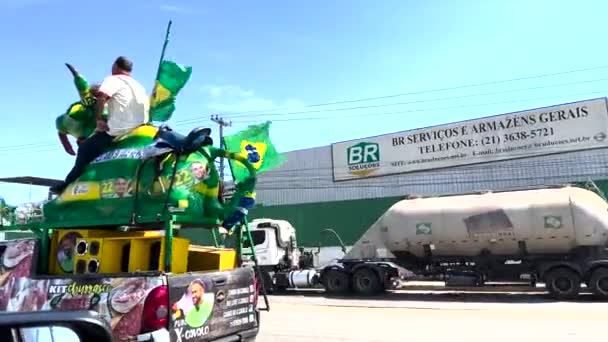 Manifestantes Favor Del Presidente Bolsonaro Manifestaciones Todo Brasil Estado Río — Vídeo de stock
