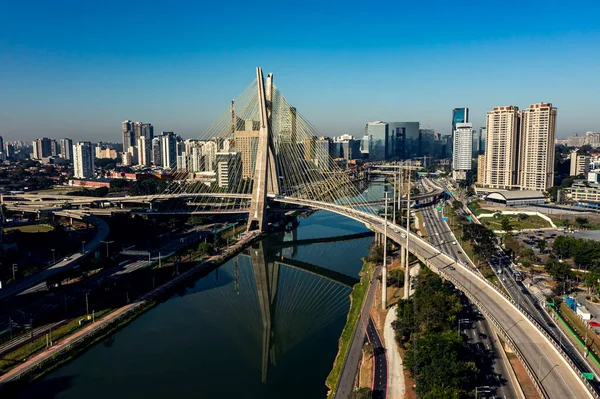 Asma Köprü Kablolu Ile Çalışan Dünya Köprüsü Sao Paulo Şehri Telifsiz Stok Fotoğraflar