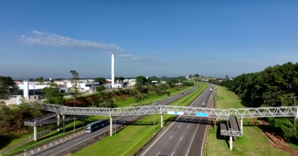 Dubbele Rijbaan Snelweg Autosnelweg Castello Branco Boituva Stad Sao Paulo — Stockvideo
