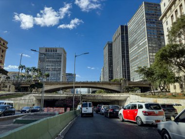 Sao Paulo şehri, şehir merkezi, 23 Mayıs Bulvarı. Brezilya. Güney Amerika.