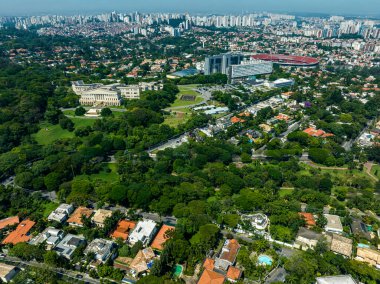Brezilya 'nın Morumbi mahallesindeki So Paulo şehrinin hava fotoğrafı. Güney Amerika.