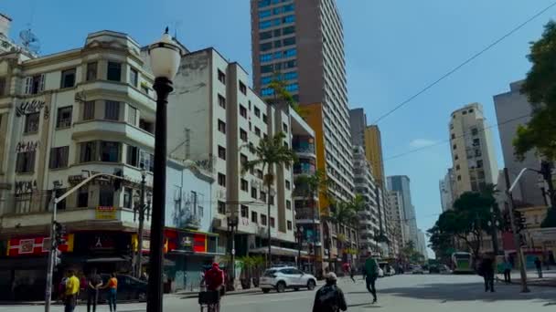 Sao Paulos Stadtzentrum Sao Joao Avenue Bundesstaat Sao Paulo Brasilien — Stockvideo