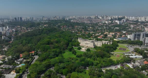 圣保罗市 圣保罗州 巴西莫罗比区 州政府总部 Bandeirantes宫的空中景观 — 图库视频影像