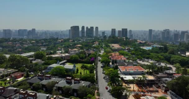 Flygfoto Över Sao Paulo Stad Brasilien Alberto Penteado Avenue Jardim — Stockvideo
