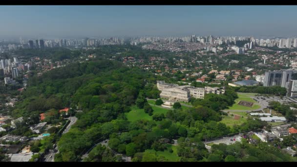 圣保罗市 圣保罗州 巴西莫罗比区 州政府总部 Bandeirantes宫的空中景观 — 图库视频影像
