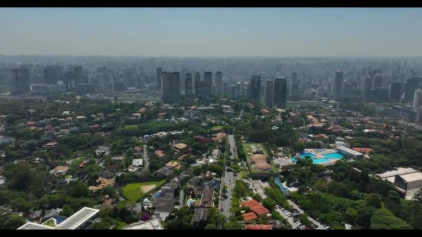 Flygfoto Över Sao Paulo Stad Brasilien Alberto Penteado Avenue Jardim — Stockvideo