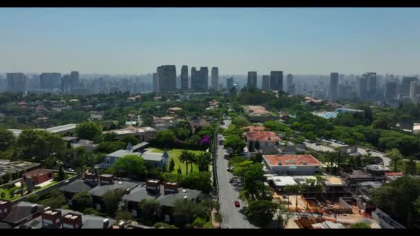 ブラジルのサンパウロ市の空中ビュー アルベルト ペンテアド アベニュー 西ゾーン — ストック動画