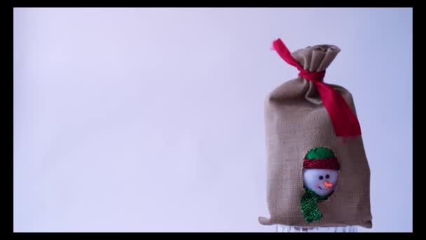 Snowman Celebrating Christmas Happy New Year Space Text — Stock Video