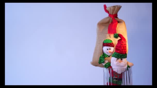 Snowman Celebrating Christmas Happy New Year Space Text — Stock Video