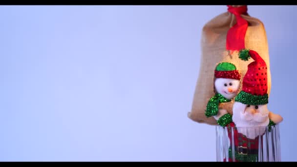 Pupazzo Neve Che Festeggia Natale Felice Anno Nuovo Spazio Testo — Video Stock
