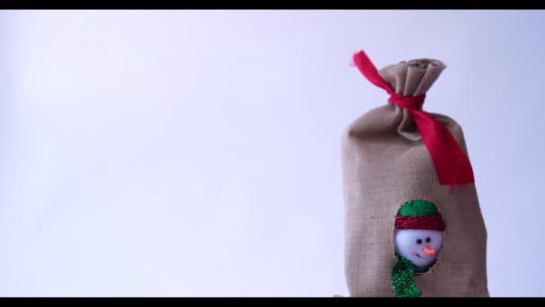 Снеговик Празднует Рождество Новый Год Место Текста — стоковое видео