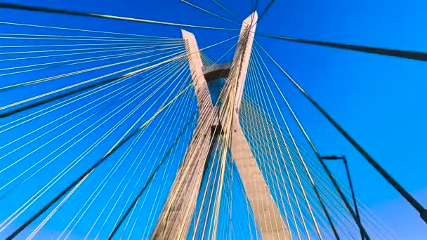 Most Wiszący Kablówka Została Mostem Świecie Sao Paulo Stan Sao — Wideo stockowe