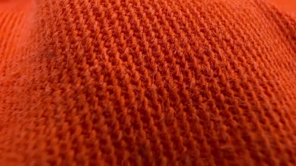 Gros Plan Tissu Texture Orange Fond Textile Mouvement Gauche Droite — Video