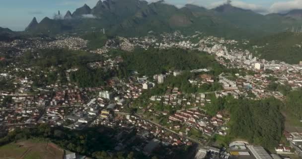 Muhteşem Manzara Dağ Kasabası Tanrı Nın Parmağı Dağı Teresopolis Şehri — Stok video
