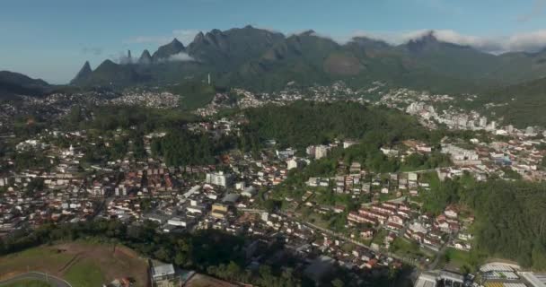 Wonderful Landscape Mountain Town Mountain Finger God City Teresopolis State — Stock Video