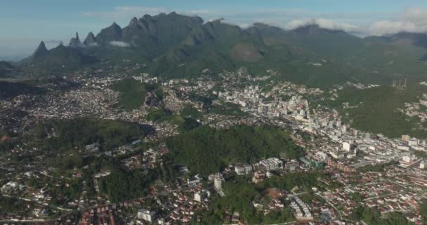 Maravilloso Paisaje Ciudad Montaña Montaña Del Dedo Dios Ciudad Teresópolis — Vídeos de Stock