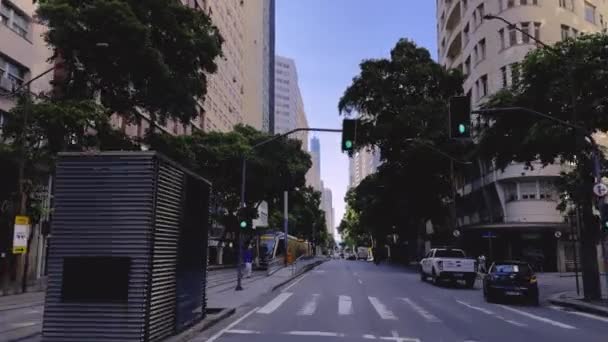 Senter Kjente Byer Rio Janeiro Avenue River White Brasil – stockvideo