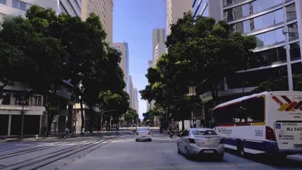 Centrum Van Beroemde Steden Rio Janeiro Stad Avenue River White — Stockvideo