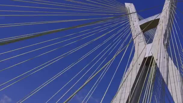 Подвесные Мосты Кабельный Мост Мире Сан Паулу Бразилия Южная Америка — стоковое видео