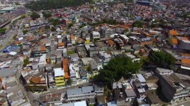 Güney Amerika 'da gecekondu mahallesi. Auxiliadora şehri, Sao Paulo, Brezilya.