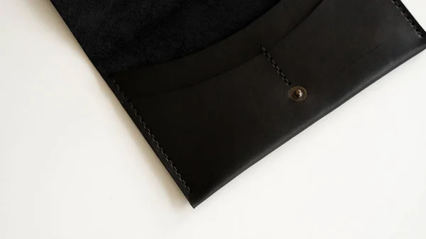 Close Open Brown Elegance Mens Wallet White Background Mens Leather — Foto de Stock