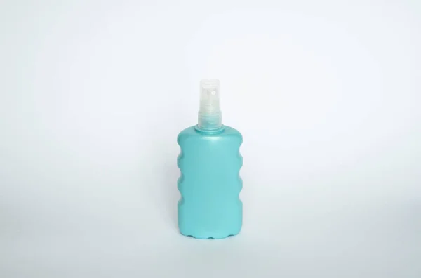 Flacon Plastique Cosmétique Vierge Bleu Pour Shampooing Gel Lotion Crème — Photo