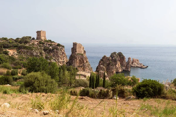 stock image Wonderful Sights of The Stacks and Tonnara of Scopello (Faraglioni e Vecchia Tonnara di Scopello), in Trapani Province, Sicily, Italy.