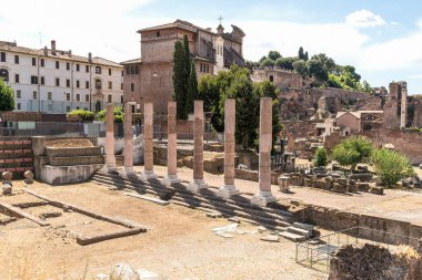 Roma 'daki Arkeolojik Bölgenin Mimari Görüntüleri, Lazio Eyaleti, İtalya.